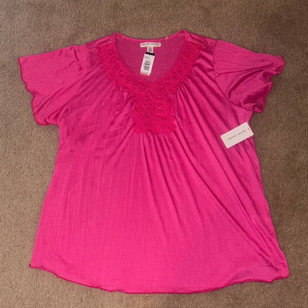 Women’s Pink Flutter Sleeve Blouse